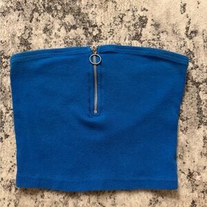 Me to We Electric Blue Strapless Tube Top with Ring Zipper